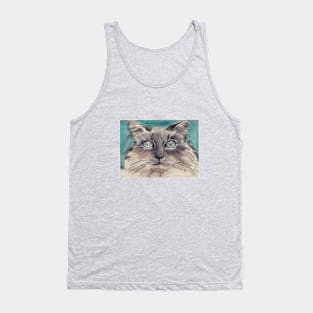 Longhair gray kitty with blue eyes Tank Top